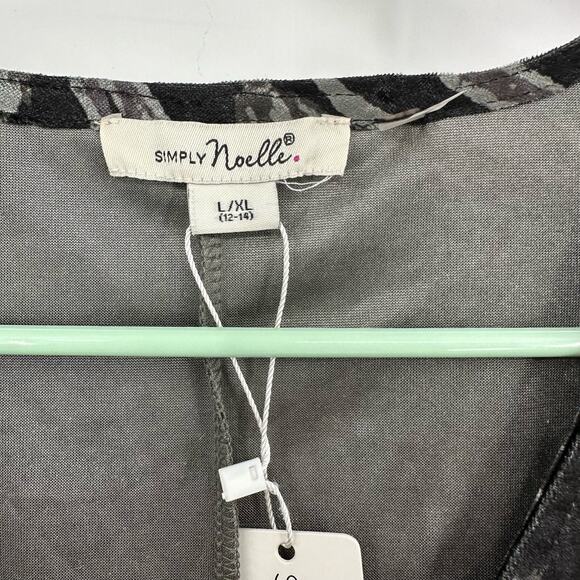 Simply Noelle Size L XL Dress Gray Tulip Crushed Velvet Long Sleeve V Neck NWT - Picture 5 of 7